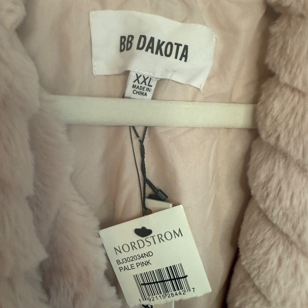 BB Dakota Faux Fur Drape Jacket Pink Taupe Size XXL - Picture 5 of 7